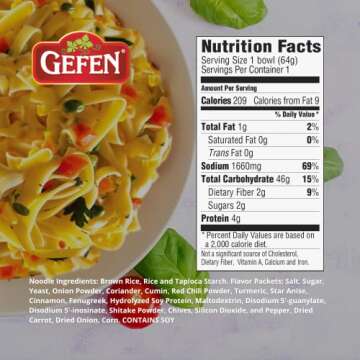 Gefen Brown Rice Gluten Free Instant Noodle Soup, Vegetable Flavor 2.25oz (4 Pack) | No MSG Added, Ready In Minutes!