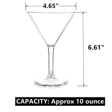 Yopay Unbreakable Martini Glasses Set of 6 for All Occasions