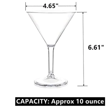 Yopay Unbreakable Martini Glasses Set of 6 for All Occasions