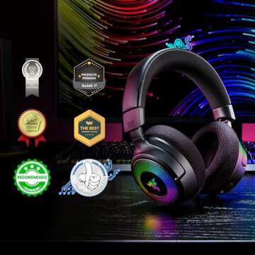 Razer Kraken V4 Wireless Gaming Headset: 2.4GHz, Bluetooth, USB - Super Wideband Mic - 40 mm Drivers...