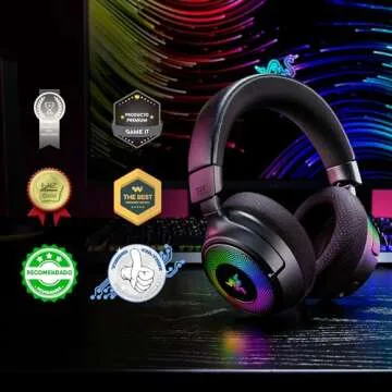 Razer Kraken V4 Wireless Gaming Headset: 2.4GHz, Bluetooth, USB - Super Wideband Mic - 40 mm Drivers...