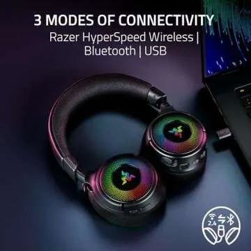Razer Kraken V4 Wireless Gaming Headset: 2.4GHz, Bluetooth, USB - Super Wideband Mic - 40 mm Drivers - 9 Zone RGB Lighting - for PC, Mac, PS5, Nintendo Switch, Steam Deck, Smartphone - Black (Renewed)