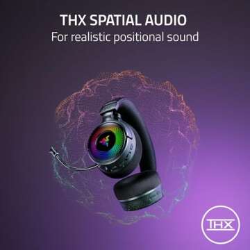 Razer Kraken V4 Wireless Gaming Headset: 2.4GHz, Bluetooth, USB - Super Wideband Mic - 40 mm Drivers - 9 Zone RGB Lighting - for PC, Mac, PS5, Nintendo Switch, Steam Deck, Smartphone - Black (Renewed)