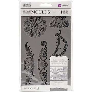 Prima Marketing 814793 Baroque No.3 Iron Orchid Designs Vintage Art Decor Mold, Grey
