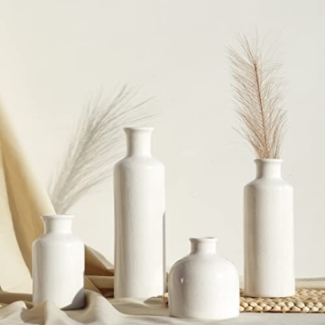 CUCUMI 4 White Ceramic Vase for Decor, Small Flower Decorative Vases for Home Decor Accents, Modern ...