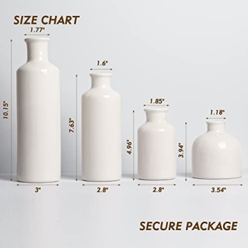 Stylish CUCUMI 4 White Ceramic Vases for Home Decor