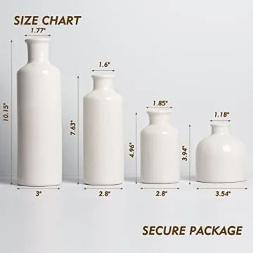 Stylish CUCUMI 4 White Ceramic Vases for Home Decor