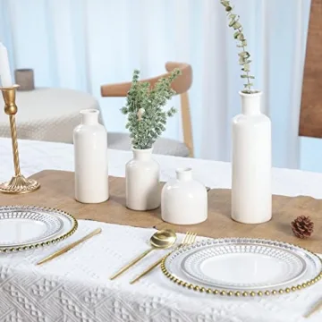 Stylish CUCUMI 4 White Ceramic Vases for Home Decor