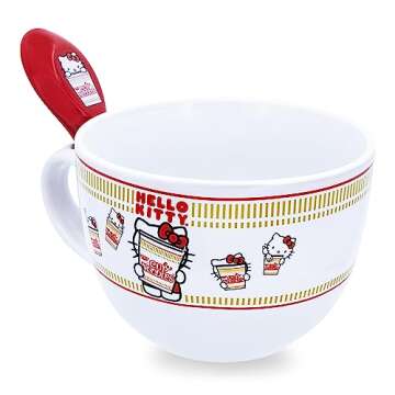 Silver Buffalo Hello Kitty Original More Than Soup Boxed Ceramic Soup Mug with Spoon, 24 Ounces