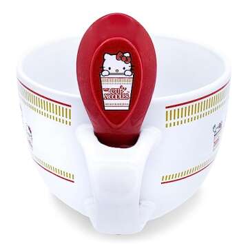 Silver Buffalo Hello Kitty Original More Than Soup Boxed Ceramic Soup Mug with Spoon, 24 Ounces
