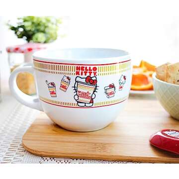 Silver Buffalo Hello Kitty Original More Than Soup Boxed Ceramic Soup Mug with Spoon, 24 Ounces