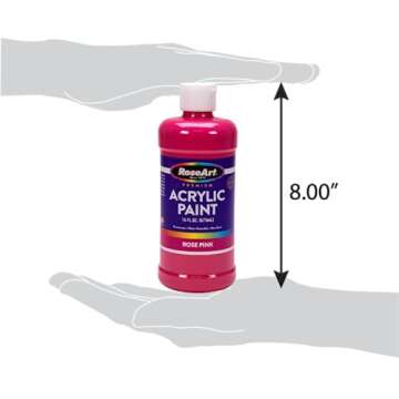 RoseArt Acrylic Paint Set - 12 Vibrant 16oz Colors