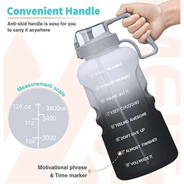 128oz Motivational Water Bottle - Durable & BPA Free