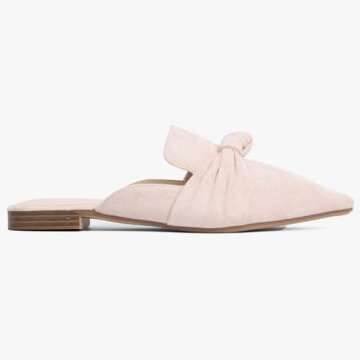 MUSSHOE Mules for Women Comfortable Pointed Toe Backless Slip-on Slides Loafer Flats with Knot,Pink ...