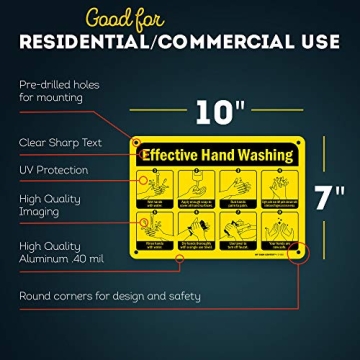 Hand Washing Sign - Durable, Weather-Resistant, Made in USA