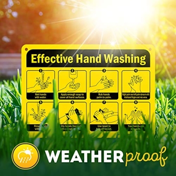 Hand Washing Sign - Durable, Weather-Resistant, Made in USA