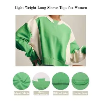 WINSASI Women Oversized Sweaters Cropped Sweatshirt People Workout Free Sweatershirt Colorblock Pullover 2025 Spring Sports