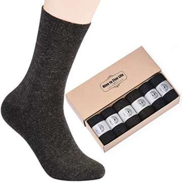 NinetoFiveLife Pack of 6 Mens Socks Merino Wool Socks for Men Casual Dress Socks Soft and Comfortabl...