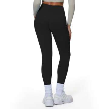 Aoxjox Workout Peach Contour Seamless Hidden Scrunch Butt Lift Leggings for Women Gym Yoga Pants 24" (Black, Medium)