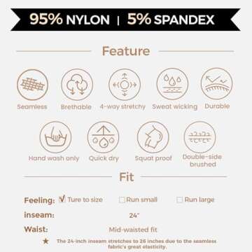 Aoxjox Workout Peach Contour Seamless Hidden Scrunch Butt Lift Leggings for Women Gym Yoga Pants 24" (Black, Medium)