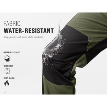 TBMPOY Men's Fleece Lined Waterproof Ski Pants Green