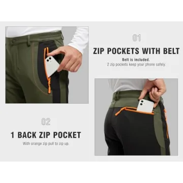 TBMPOY Men's Fleece Lined Waterproof Ski Pants Green