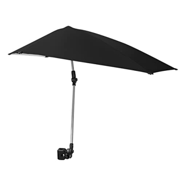 Sport-Brella Versa-Brella SPF 50+ Adjustable Umbrella with Universal Clamp, Black