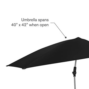 Sport-Brella Versa-Brella SPF 50+ Adjustable Umbrella with Universal Clamp, Black