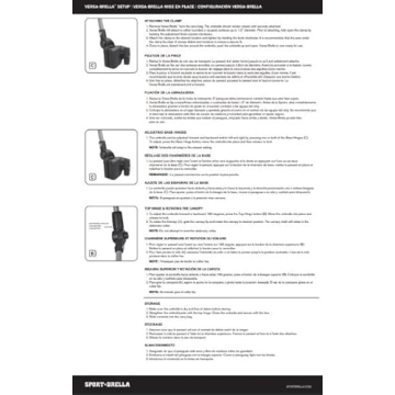 Sport-Brella Versa-Brella SPF 50+ Adjustable Umbrella with Universal Clamp, Black