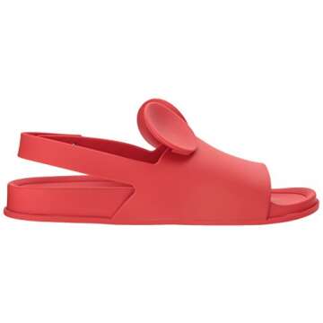 Melissa Womens Beach Slide Sandal + Disney Beach Slide Sandal, Red, Size 10