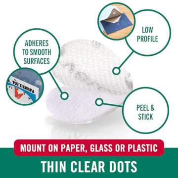 VELCRO Brand - 91302 Thin Clear Dots with Adhesive | 75count | 5/8" Circles | For Crafting School Pr...