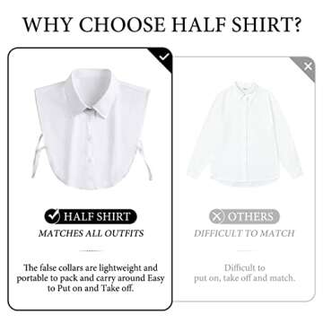 TAKIYA Fake Collar Detachable Blouse Dickey Collars Half Shirts False Collars Top for women Girls Outfits Casual Work