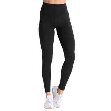 coastal rose Women's High Waisted Workout Leggings 7/8 Length Sport Tights with Inner Pocket Tummy Control Yoga Pants Black S