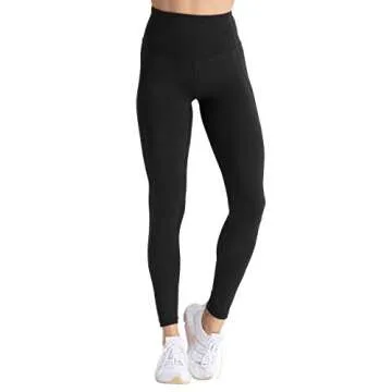 coastal rose Women's High Waisted Workout Leggings 7/8 Length Sport Tights with Inner Pocket Tummy Control Yoga Pants Black S
