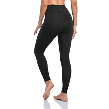 coastal rose Women's High Waisted Workout Leggings 7/8 Length Sport Tights with Inner Pocket Tummy Control Yoga Pants Black S