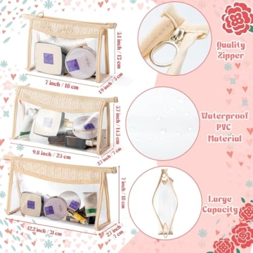 Belanttega Boho Cosmetic Bag 3Pcs Waterproof Summer Travel