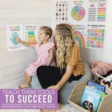 Hadley Designs 9 Colorful Calming Corner Posters For Classroom Must Haves For Teachers-Calm Down Corner Supplies Elementary, Feelings Chart For Kids Ages 4-8, Emotions Chart For Kids