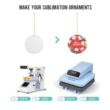 PYD Life 25 PCS Sublimation Ceramic Ornaments Bulk White 2.75 Inch Round Blank with Gold String for Crafting DIY Personalized Christmas Home Decor Bulk