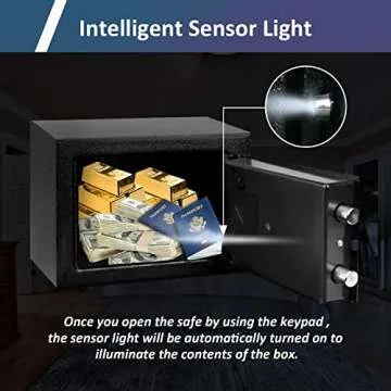 Voncabay Money Safe Box for Home with Sensor Light & Fireproof Security Safe Box for Money Safe with...