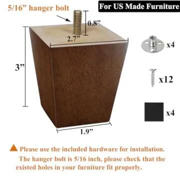 AORYVIC Mid-Century Wood Sofa Legs - 4 Pack