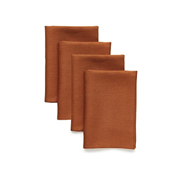 Solino Home Cinnamon Linen Dinner Napkins 20 x 20 Inch - Set of 4 - Pure Linen