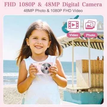 Digital Camera, FHD 1080P Kids Digital Point and Shoot Camera with 16X Digital Zoom, Anti-Shake, Fla...