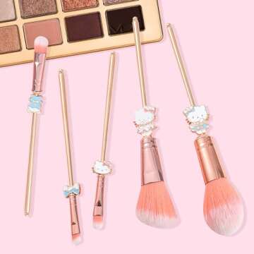 5PCS Cute Cat Style Makeup Brushes, Cosmetic Makeup Brush Set with Pink Storage Bag, Best for Gir Woman