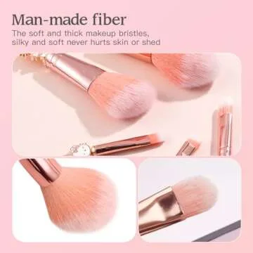 5PCS Cute Cat Style Makeup Brushes, Cosmetic Makeup Brush Set with Pink Storage Bag, Best for Gir Woman