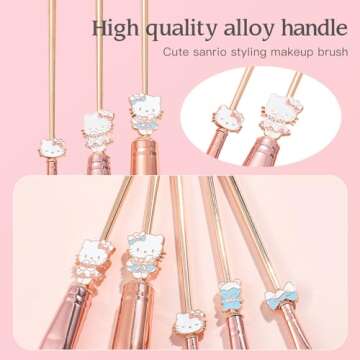 5PCS Cute Cat Style Makeup Brushes, Cosmetic Makeup Brush Set with Pink Storage Bag, Best for Gir Woman