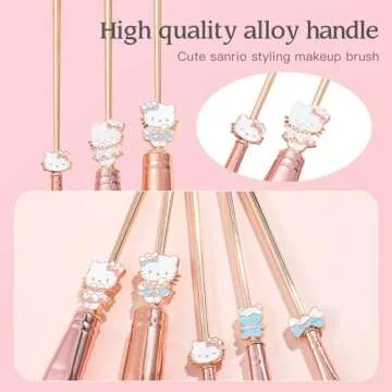 5PCS Cute Cat Style Makeup Brushes, Cosmetic Makeup Brush Set with Pink Storage Bag, Best for Gir Woman