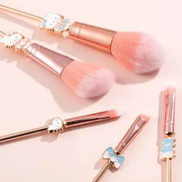 5PCS Cute Cat Style Makeup Brushes, Cosmetic Makeup Brush Set with Pink Storage Bag, Best for Gir Woman