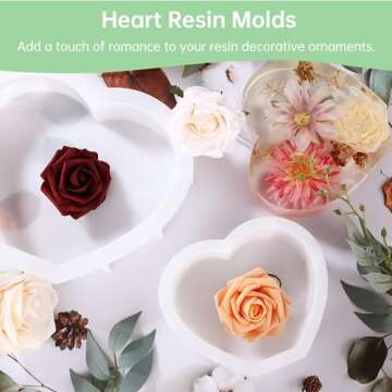2 Heart Silicone Molds for Resin Crafting and Decorations
