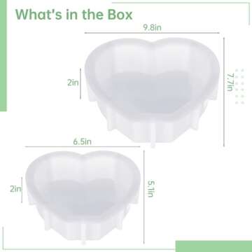 2 Heart Silicone Molds for Resin Crafting and Decorations