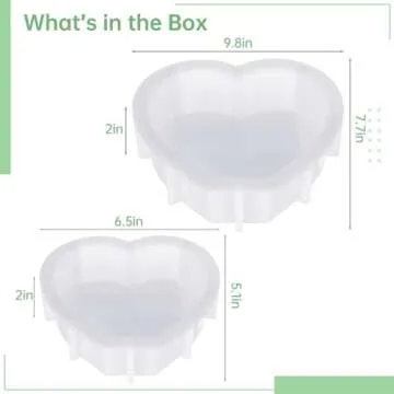2 Heart Silicone Molds for Resin Crafting and Decorations